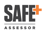 SafePlus logo, accredited SafePlus assessor badge, workplace health and safety assessment, New Zealand, professional safety certification.